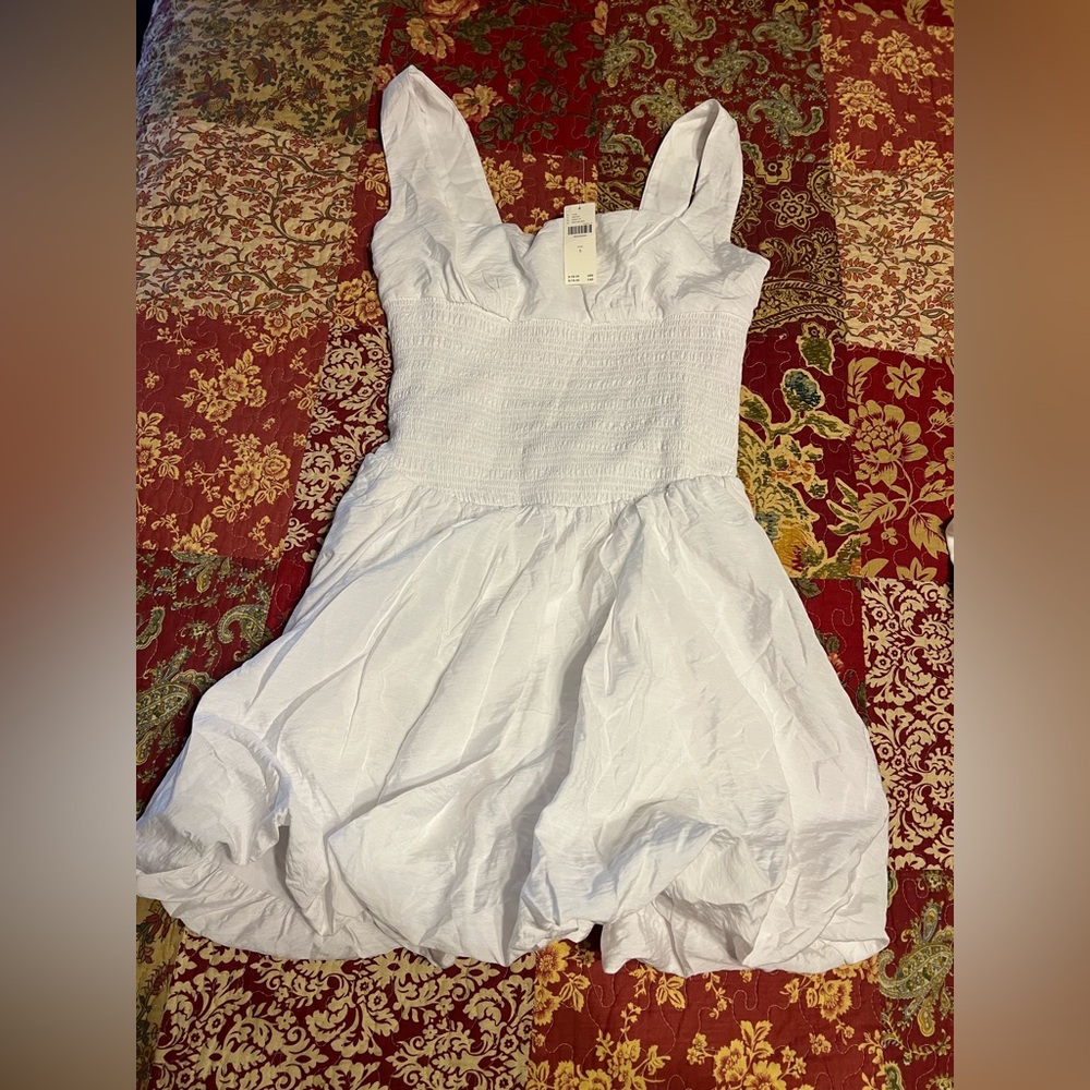 Anthropology White Bubble Mini Dress